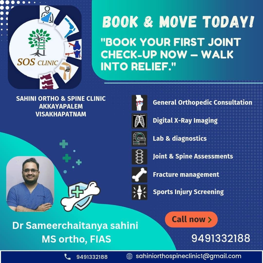 Book & Move Today — Sahini Ortho & Spine Clinic appointment poster