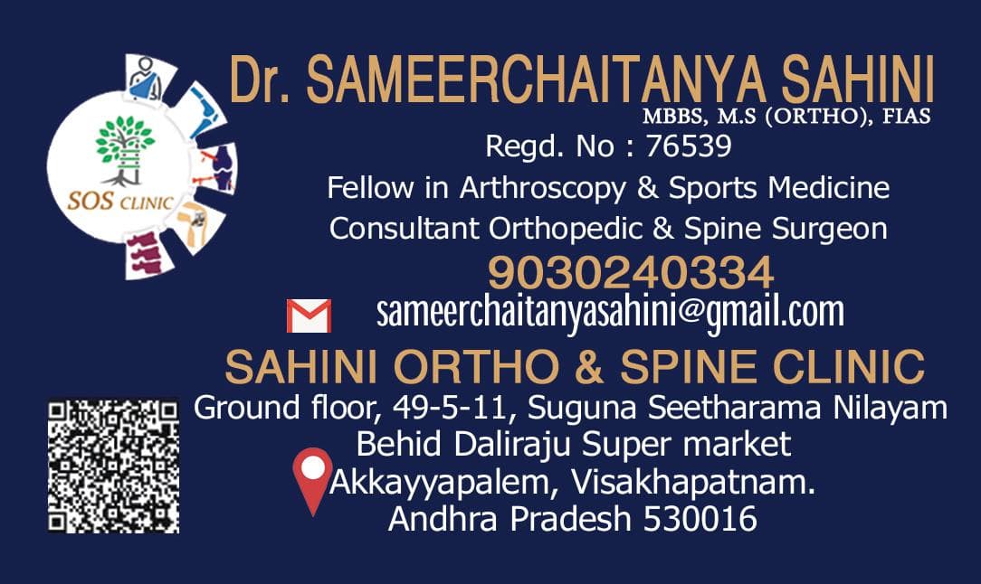 Dr. Sameer Chaitanya — Sahini Ortho & Spine Clinic contact card
