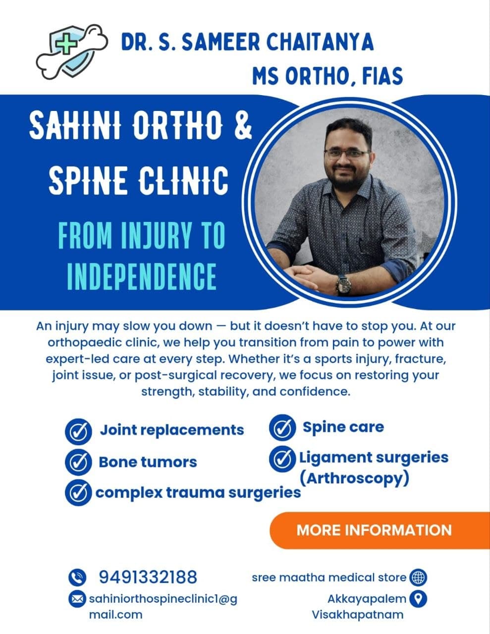 Sahini Ortho & Spine Clinic — From Injury to Independence promotional poster